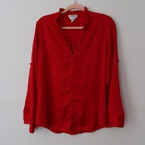 Express Slim Ruffle Covered Button Portofino Shirt